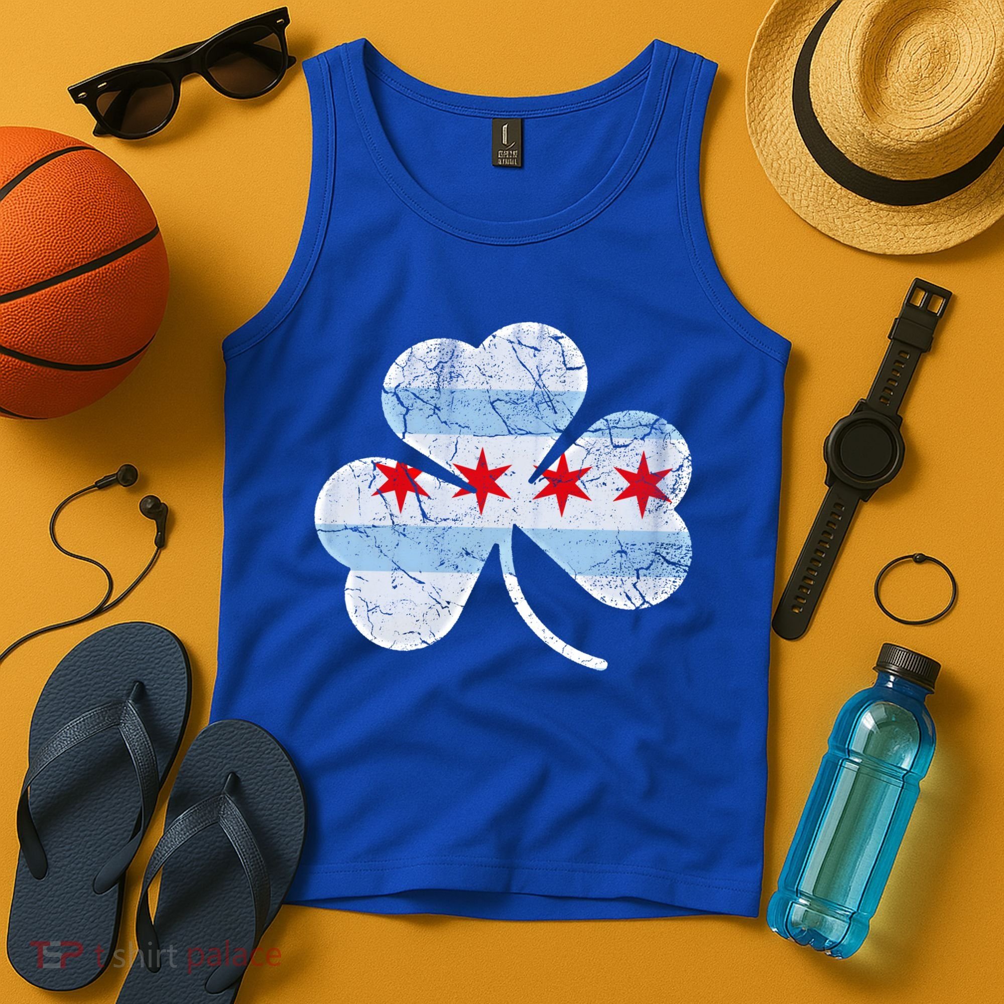 Chicago Flag Shamrock Irish St Patricks Day Family Funny Gift Tank Top