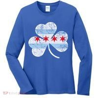 Chicago Flag Shamrock Irish St Patricks Day Family Funny Gift Women's Long Sleeve Shirt thumb 0