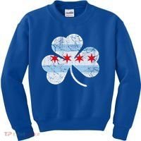 Chicago Flag Shamrock Irish St Patricks Day Family Funny Gift Kids Sweatshirt thumb 0