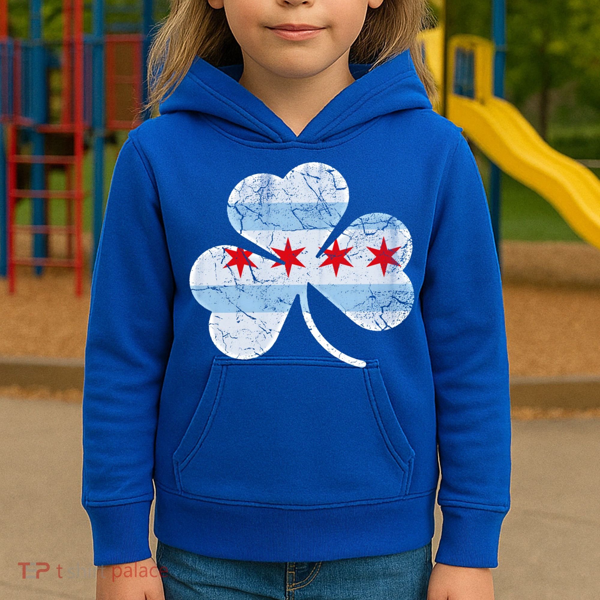 Chicago Flag Shamrock Irish St Patricks Day Family Funny Gift Kids Hoodie