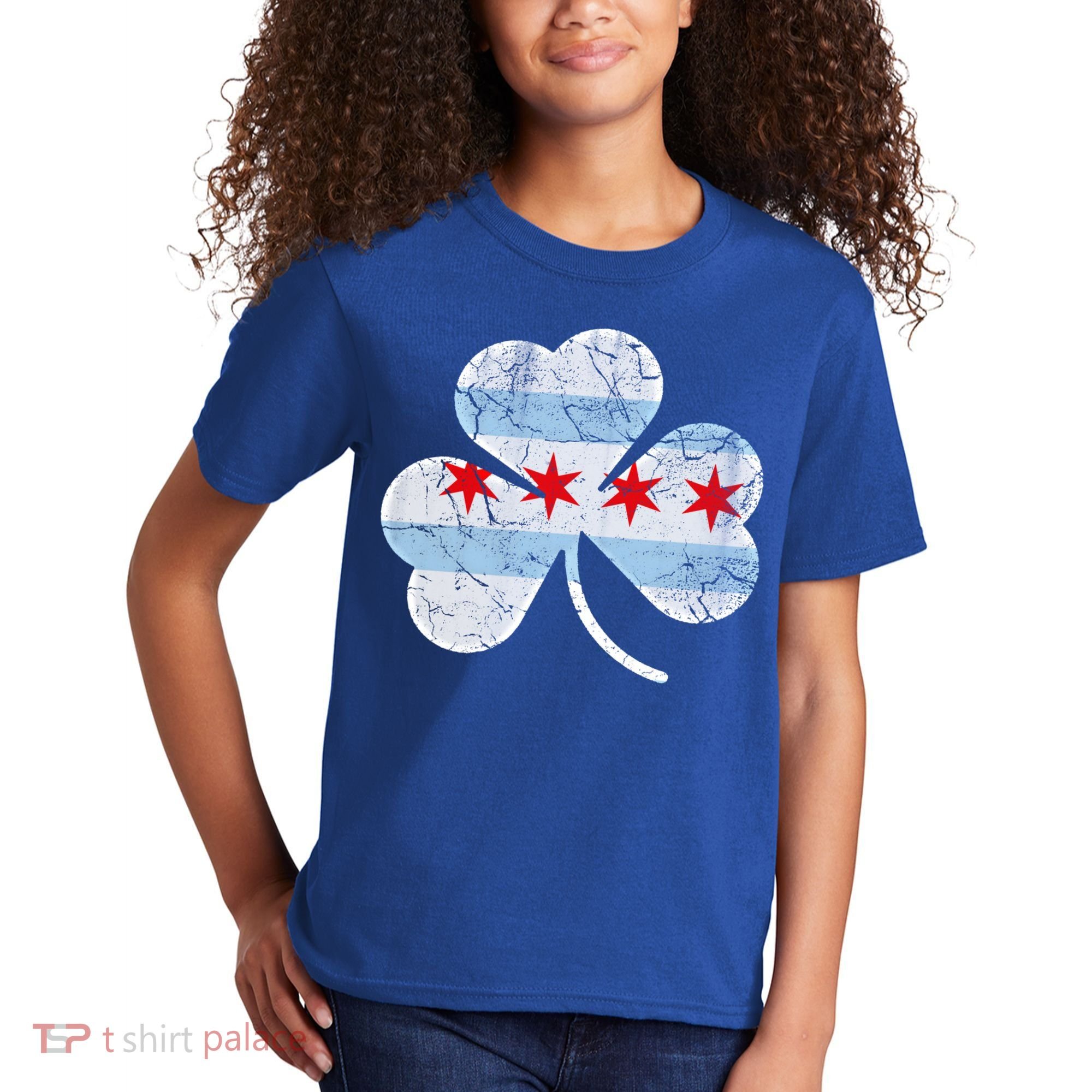 Chicago Flag Shamrock Irish St Patricks Day Family Funny Gift Kids T-Shirt