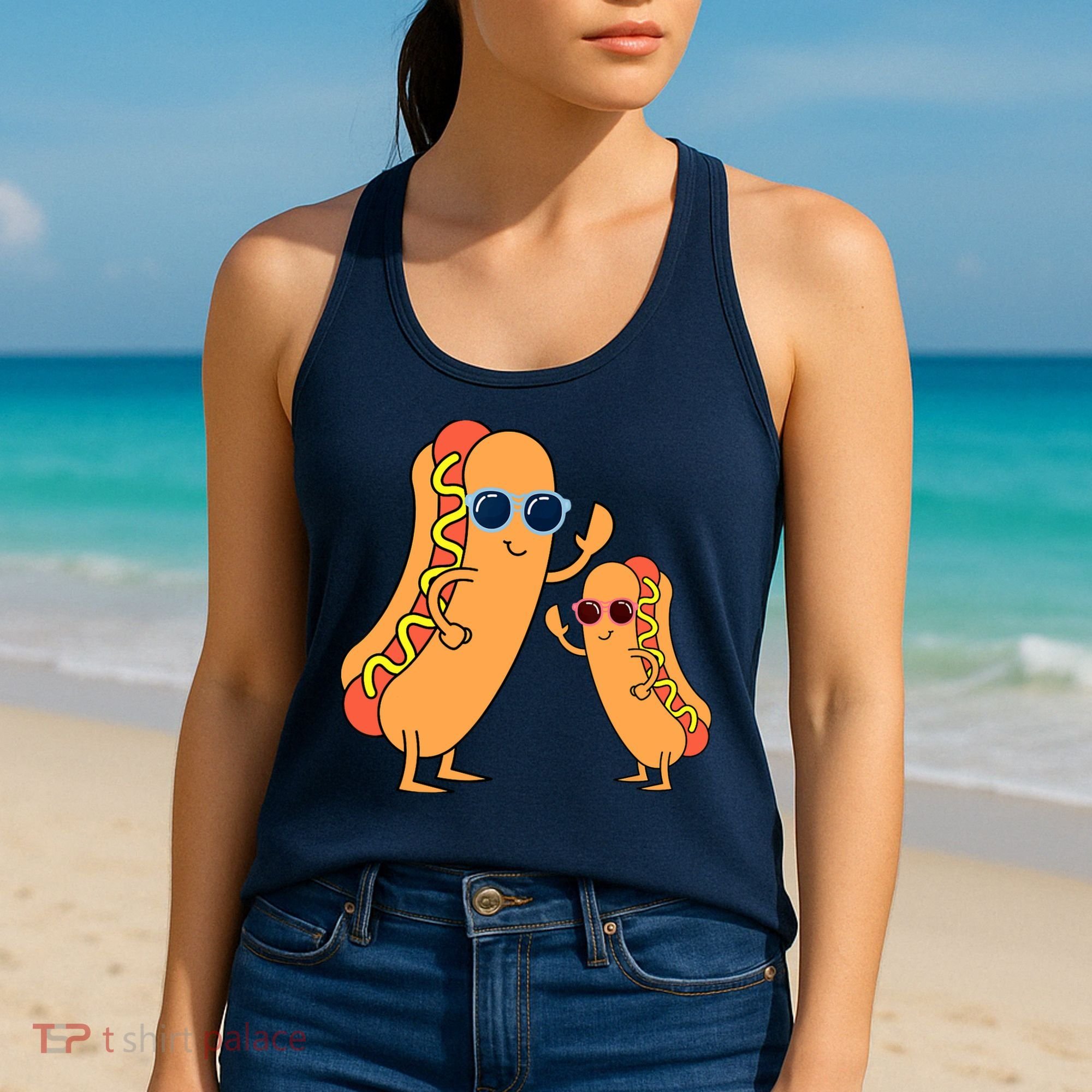 Cool Franks Sausages Weiner Fast Food Sunglasses Hot Dog Women's Tank Top