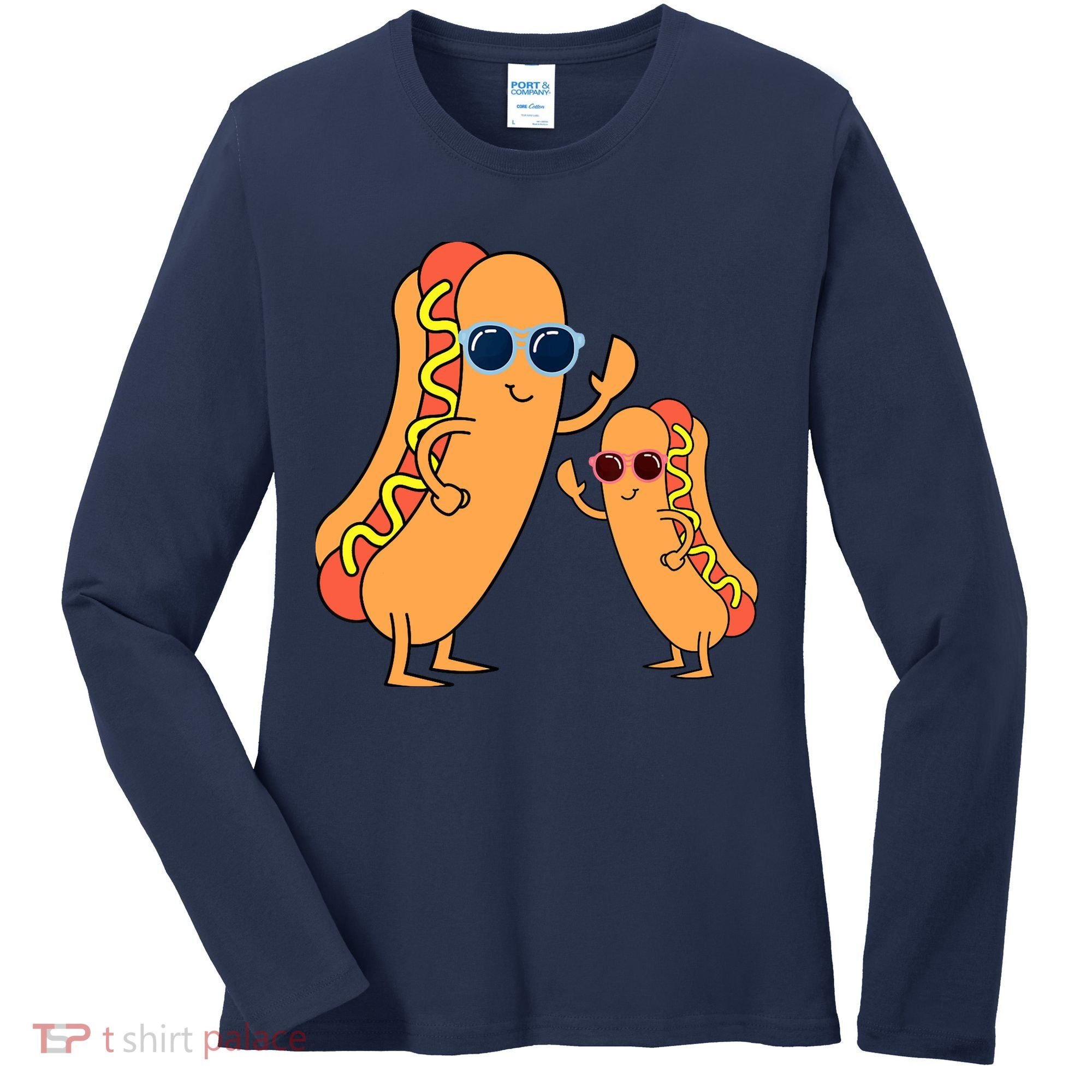 Cool Franks Sausages Weiner Fast Food Sunglasses Hot Dog Women's Long Sleeve Shirt