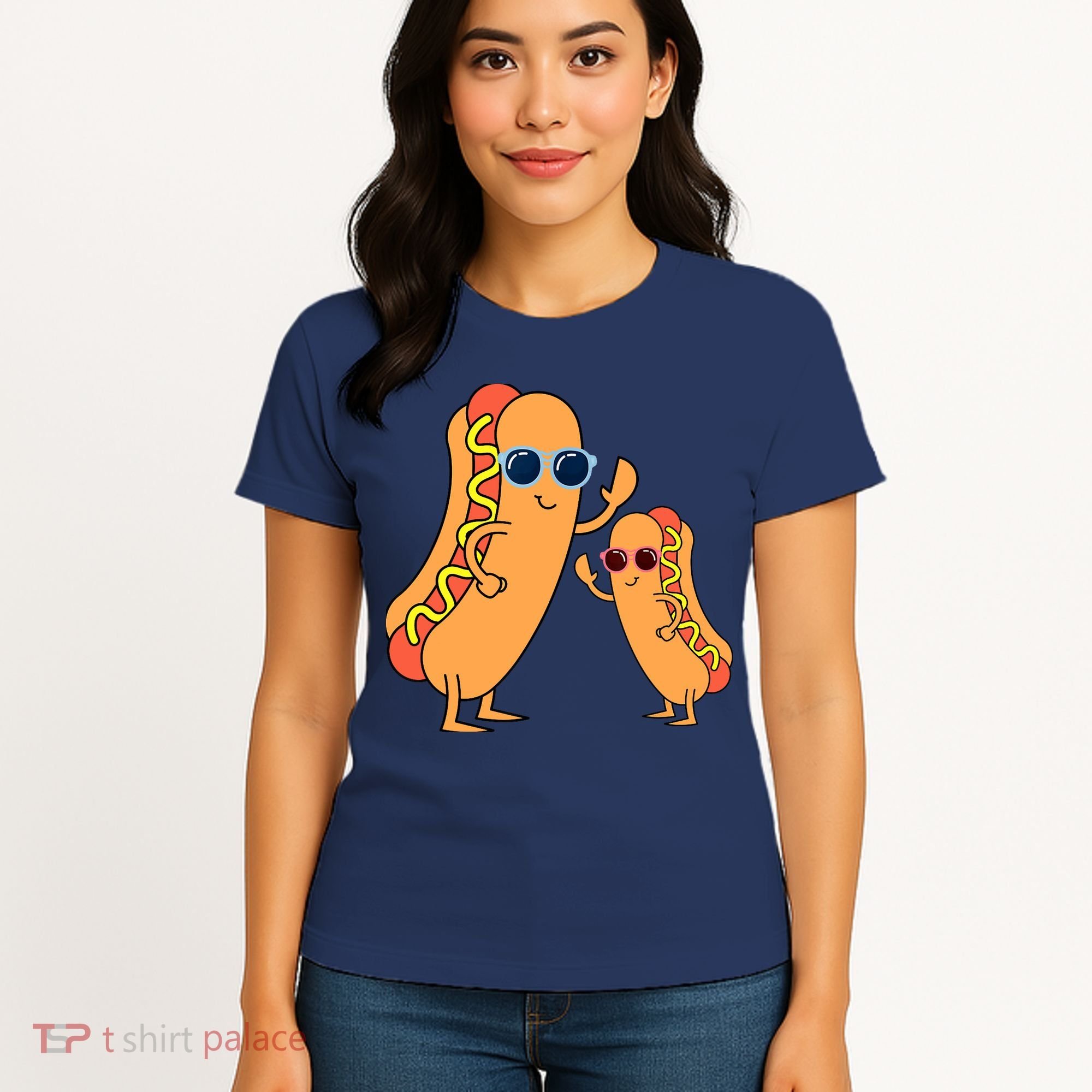 Cool Franks Sausages Weiner Fast Food Sunglasses Hot Dog Women's T-Shirt