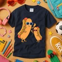 Cool Franks Sausages Weiner Fast Food Sunglasses Hot Dog Kids T-Shirt thumb 3