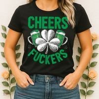 Cheers Fuckers St.Patricks Day Drinking Irish Women's T-Shirt thumb 2