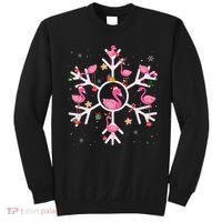 Christmas Flamingo Santa Hat Xmas Lights Flamingo Snowflakes Sweatshirt thumb 0