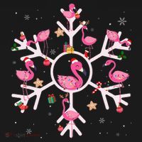 Christmas Flamingo Santa Hat Xmas Lights Flamingo Snowflakes Sweatshirt thumb 3