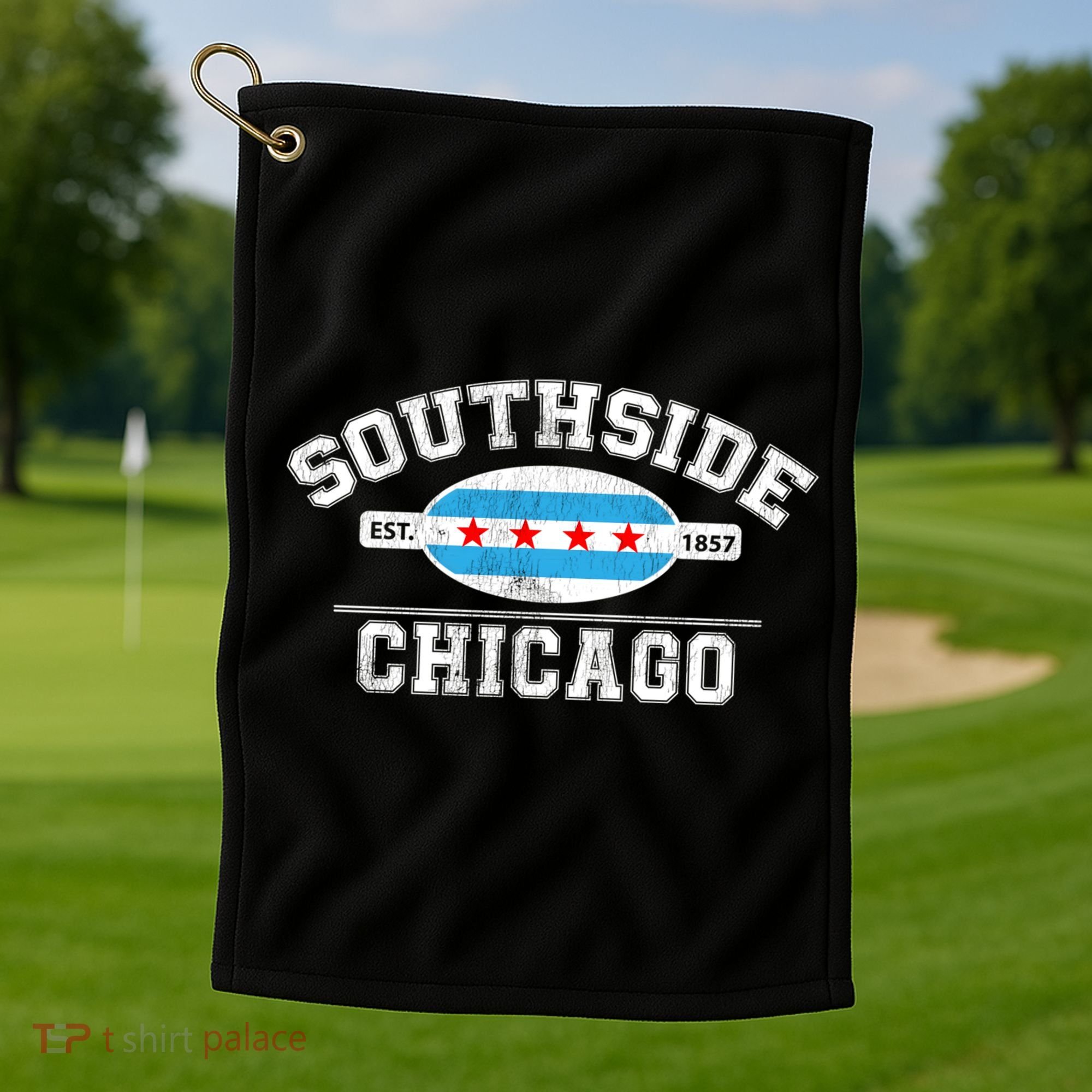Chicago Flaggift Southside Chicagogift City Of Chicago Flag Meaningful Gift Golf Towel