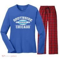 Chicago Flaggift Southside Chicagogift City Of Chicago Flag Meaningful Gift Women's Long Sleeve Flannel Pajama Set  thumb 0