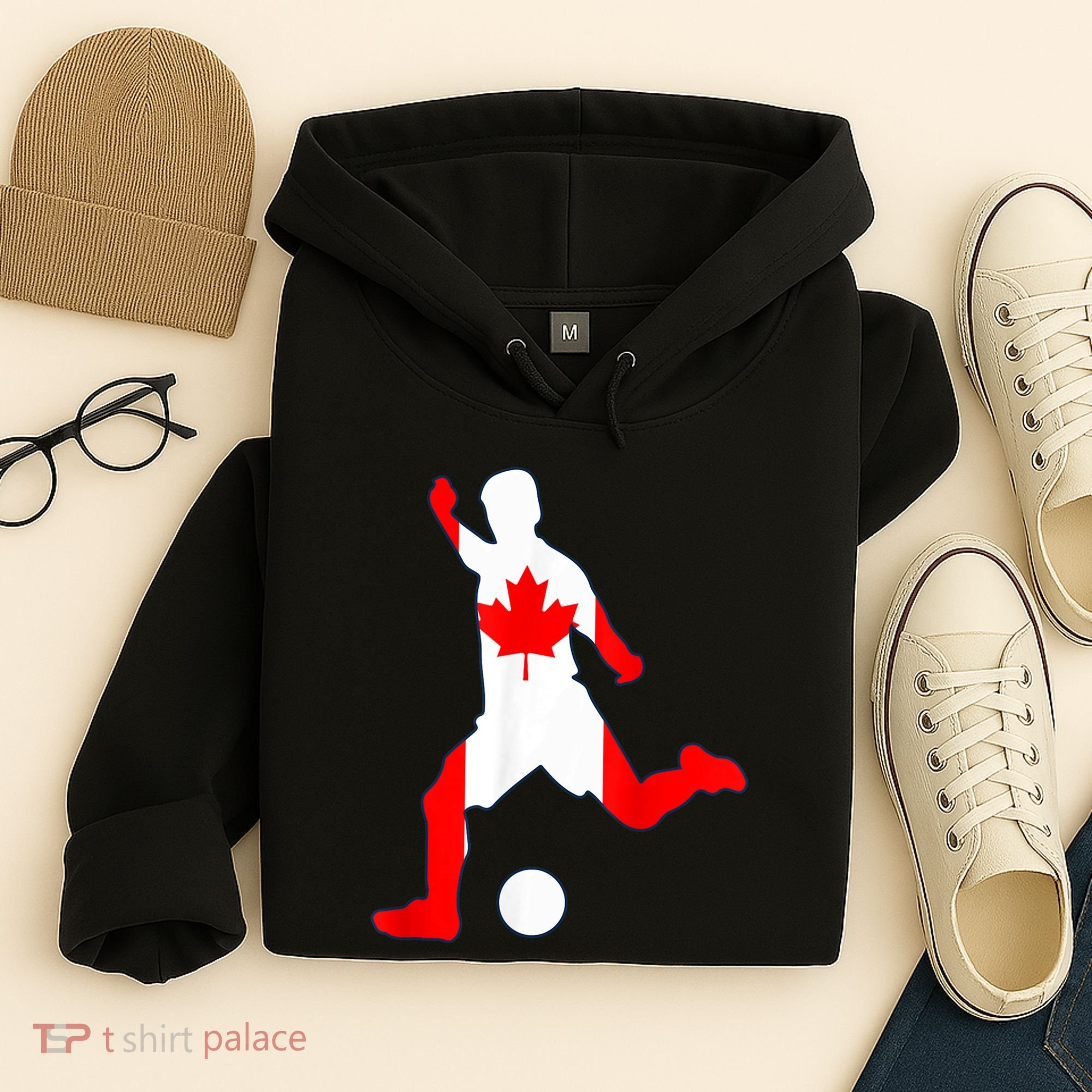 Canada Flag Soccer Player Canadian Pride Hoodie