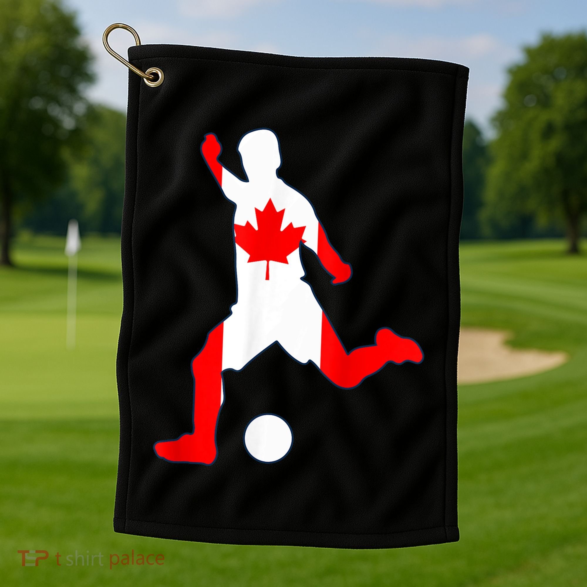 Canada Flag Soccer Player Canadian Pride Golf Towel