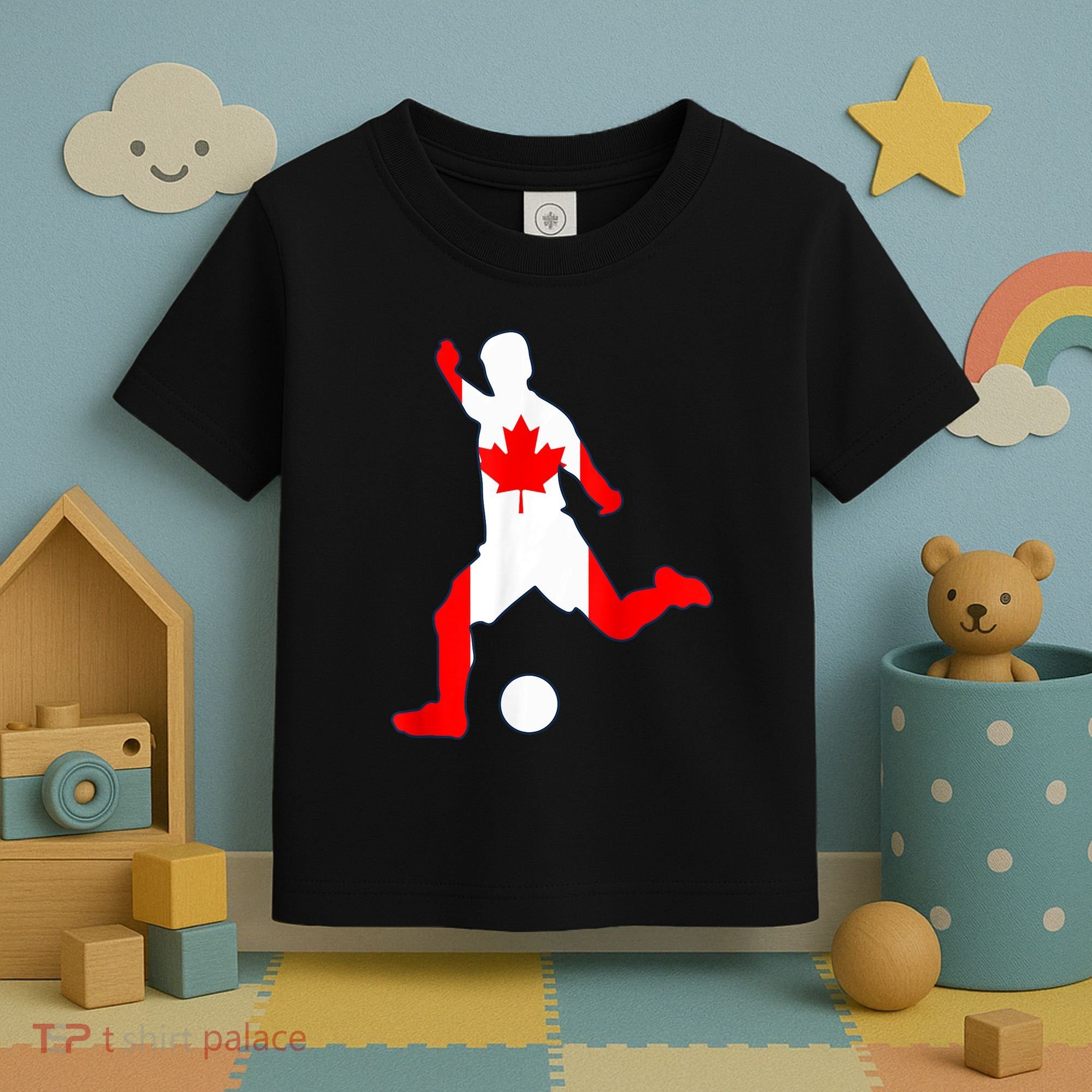 Canada Flag Soccer Player Canadian Pride Toddler T-Shirt
