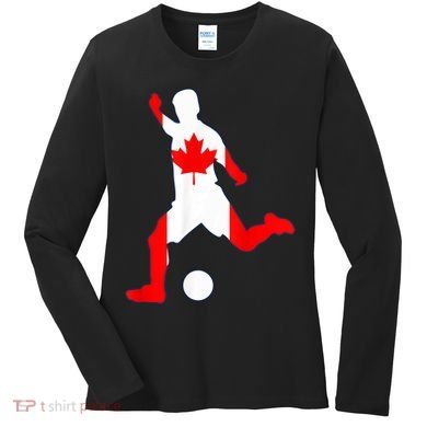 Canada Flag Soccer Player Canadian Pride Women's Long Sleeve Shirt