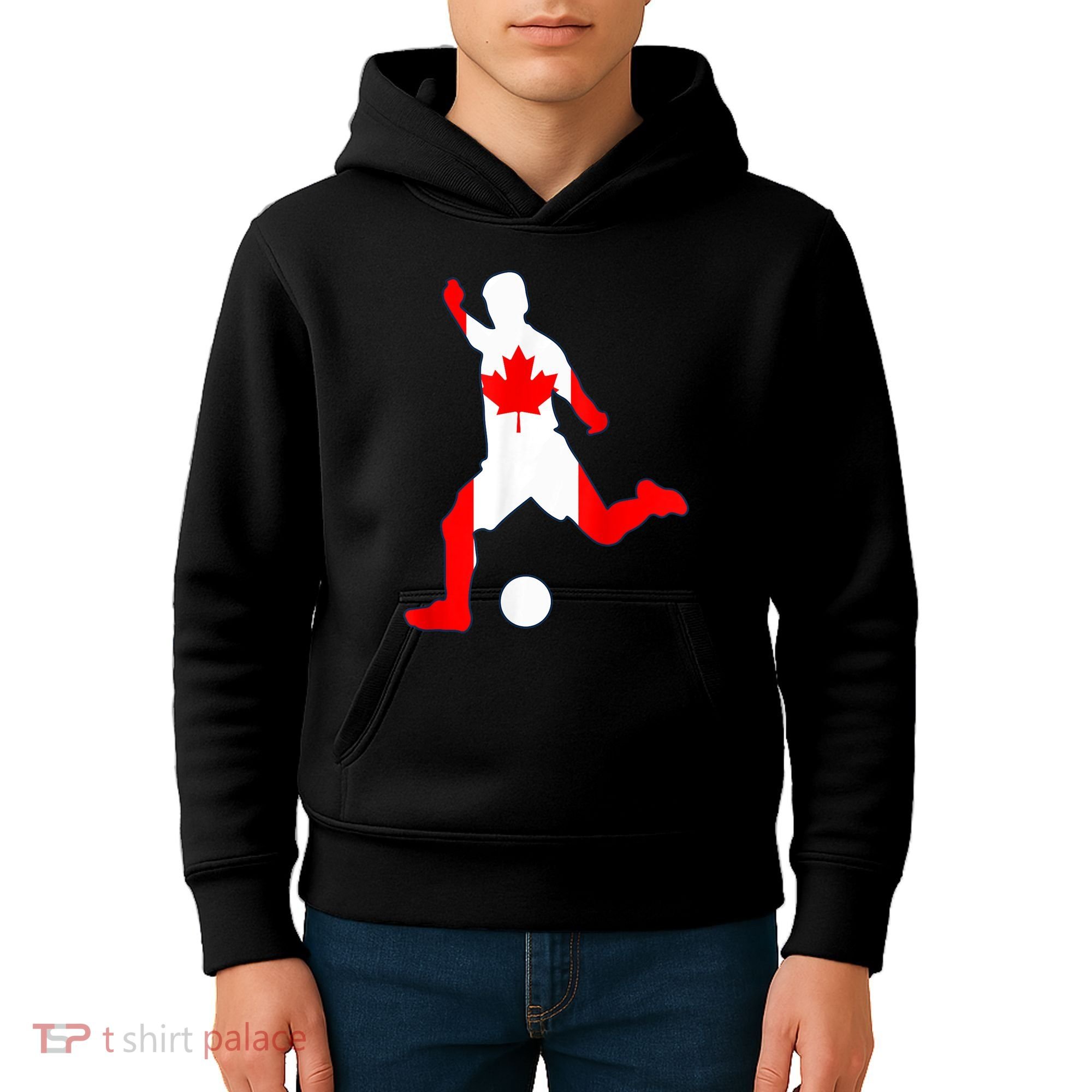 Canada Flag Soccer Player Canadian Pride Kids Hoodie