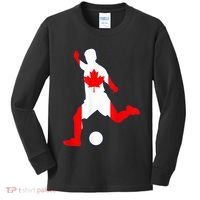 Canada Flag Soccer Player Canadian Pride Kids Long Sleeve Shirt thumb 0
