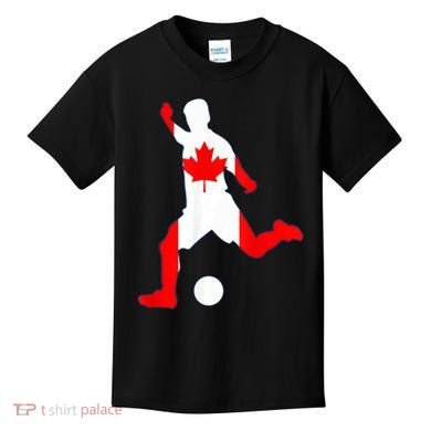 Canada Flag Soccer Player Canadian Pride Kids T-Shirt