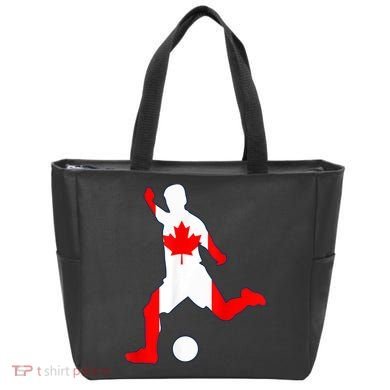 Canada Flag Soccer Player Canadian Pride Tote Bag