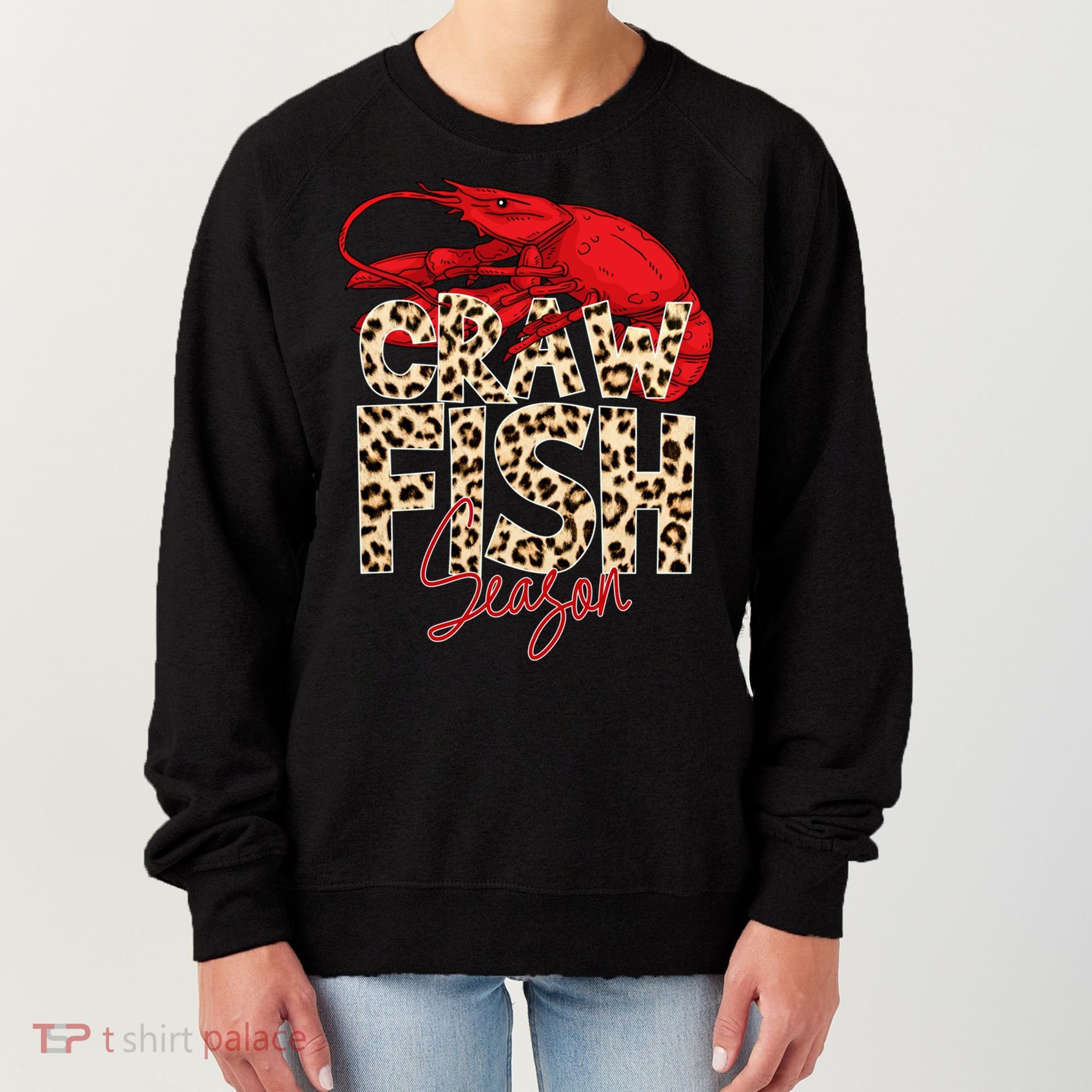 Craw Fish Season Leopard Funny Crawfish Boil Lobster Cajun Gift Women's Sweatshirt