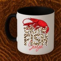 Craw Fish Season Leopard Funny Crawfish Boil Lobster Cajun Gift Coffee Mug thumb 2