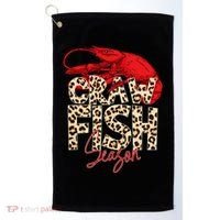 Craw Fish Season Leopard Funny Crawfish Boil Lobster Cajun Gift Golf Towel thumb 0