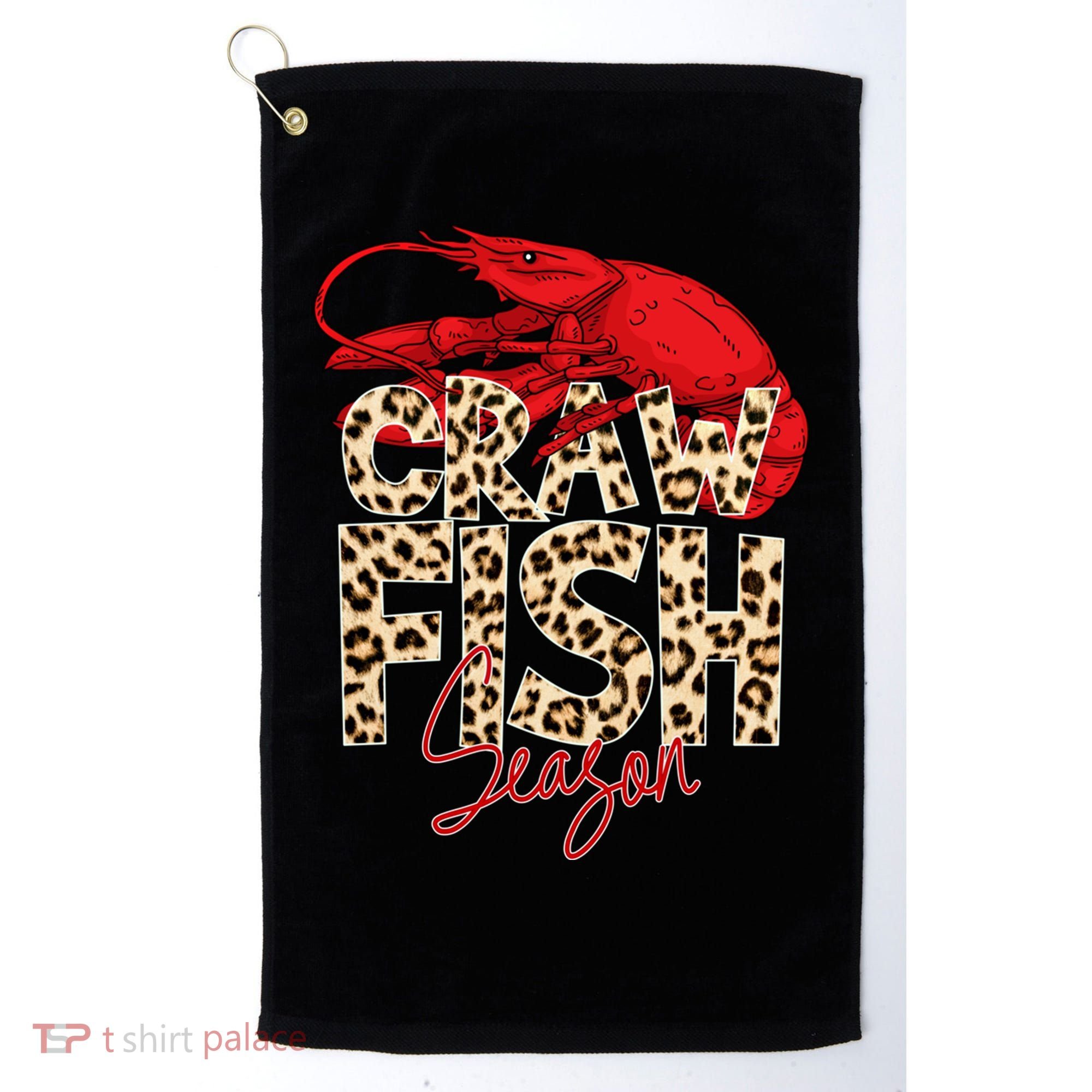 Craw Fish Season Leopard Funny Crawfish Boil Lobster Cajun Gift Golf Towel