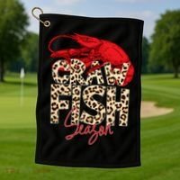 Craw Fish Season Leopard Funny Crawfish Boil Lobster Cajun Gift Golf Towel thumb 1