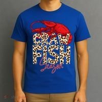 Craw Fish Season Leopard Funny Crawfish Boil Lobster Cajun Gift T-Shirt thumb 3