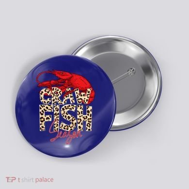 Craw Fish Season Leopard Funny Crawfish Boil Lobster Cajun Gift Button