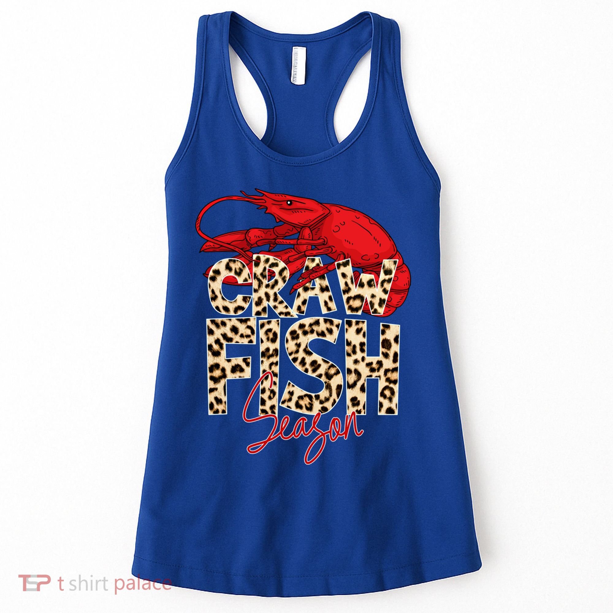 Craw Fish Season Leopard Funny Crawfish Boil Lobster Cajun Gift Women's Tank Top