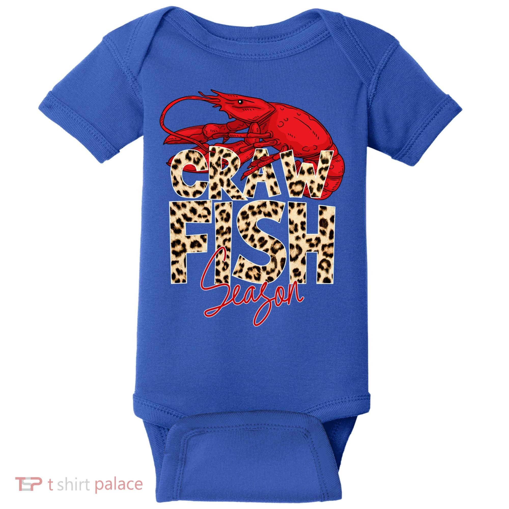 Craw Fish Season Leopard Funny Crawfish Boil Lobster Cajun Gift Baby Bodysuit