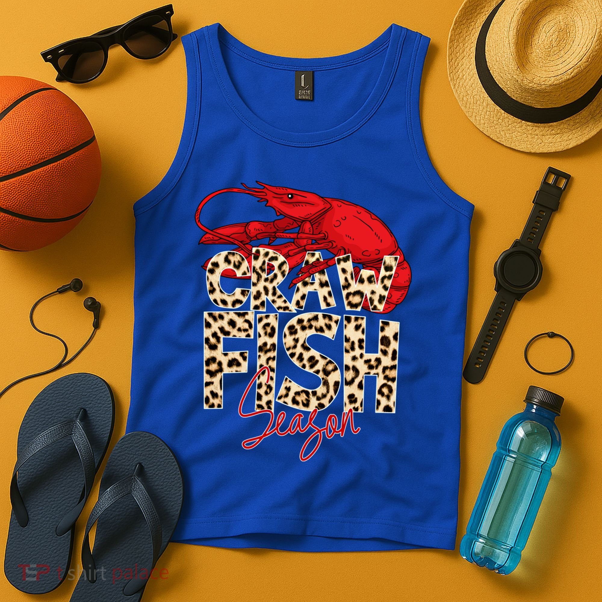 Craw Fish Season Leopard Funny Crawfish Boil Lobster Cajun Gift Tank Top