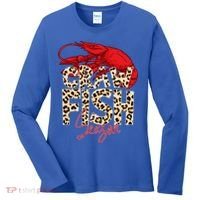 Craw Fish Season Leopard Funny Crawfish Boil Lobster Cajun Gift Women's Long Sleeve Shirt thumb 0