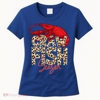 Craw Fish Season Leopard Funny Crawfish Boil Lobster Cajun Gift Women's T-Shirt thumb 0