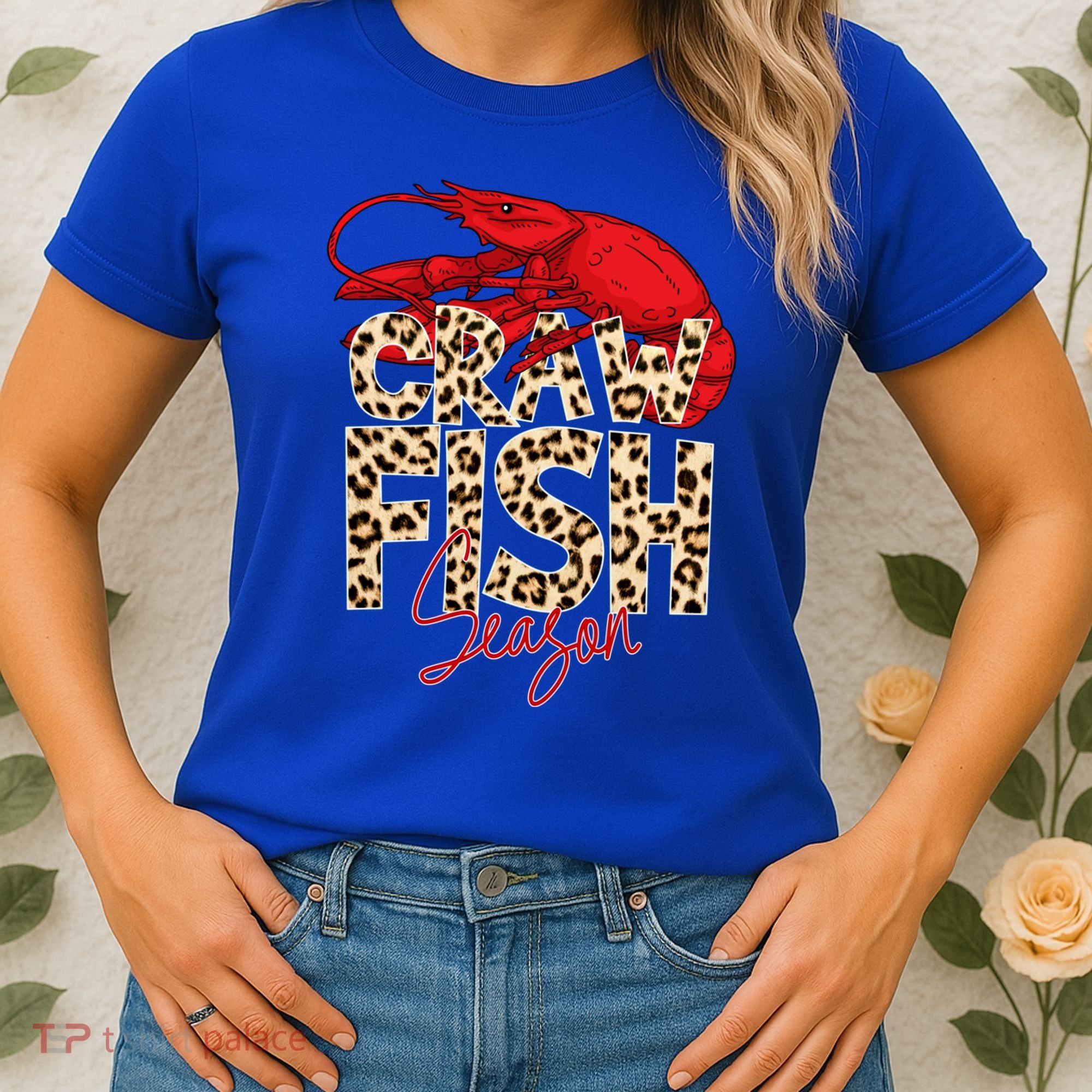 Craw Fish Season Leopard Funny Crawfish Boil Lobster Cajun Gift Women's T-Shirt
