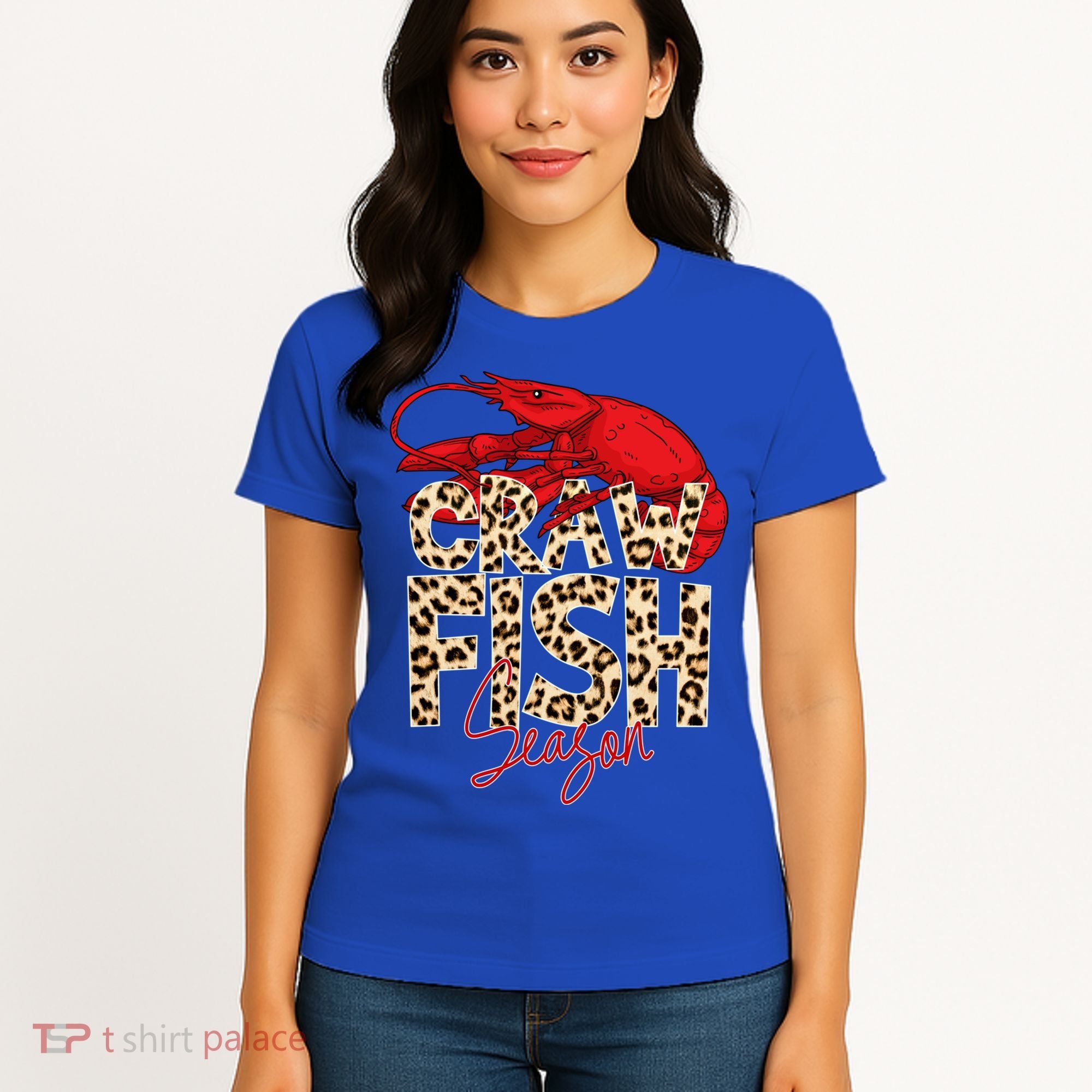 Craw Fish Season Leopard Funny Crawfish Boil Lobster Cajun Gift Women's T-Shirt