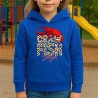 Craw Fish Season Leopard Funny Crawfish Boil Lobster Cajun Gift Kids Hoodie thumb 3
