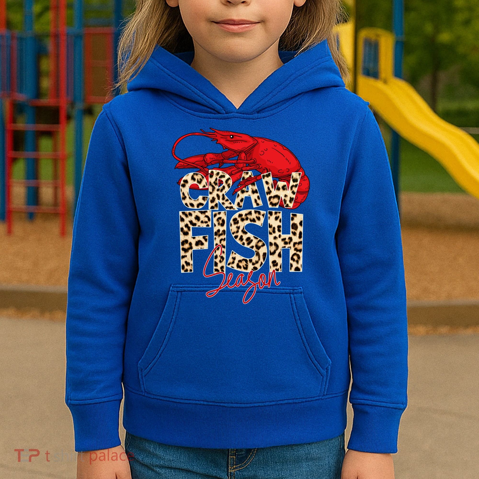 Craw Fish Season Leopard Funny Crawfish Boil Lobster Cajun Gift Kids Hoodie