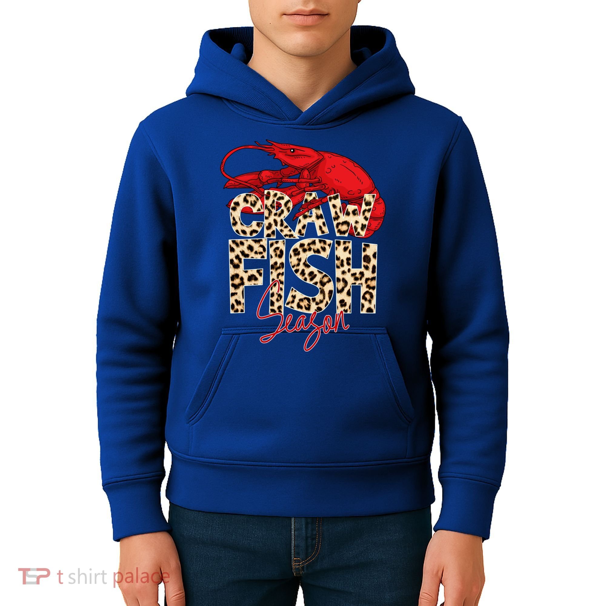Craw Fish Season Leopard Funny Crawfish Boil Lobster Cajun Gift Kids Hoodie