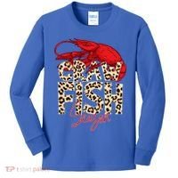 Craw Fish Season Leopard Funny Crawfish Boil Lobster Cajun Gift Kids Long Sleeve Shirt thumb 0