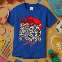 Craw Fish Season Leopard Funny Crawfish Boil Lobster Cajun Gift Kids T-Shirt thumb 3