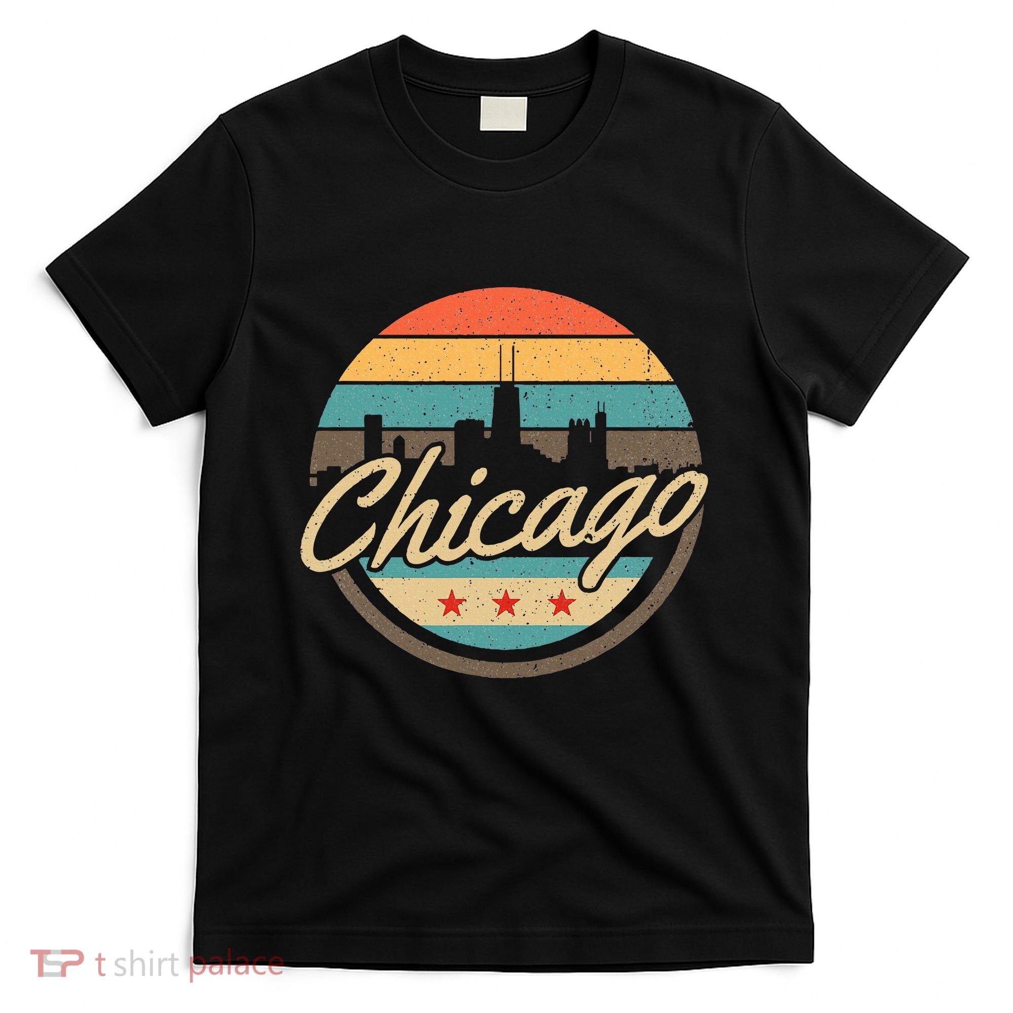 Chicago Flag Skyline Vintage Illinois Usa Souvenir T-Shirt