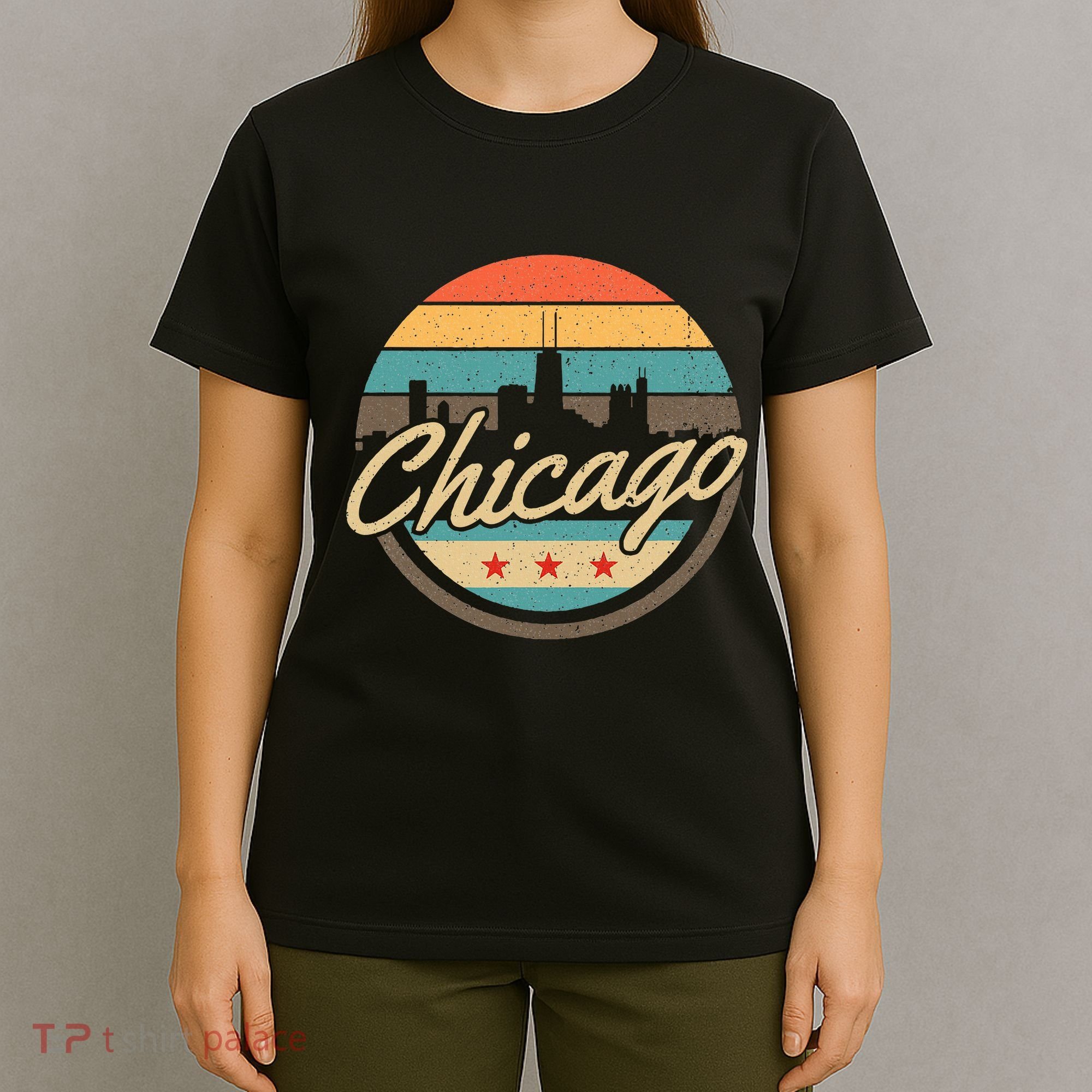 Chicago Flag Skyline Vintage Illinois Usa Souvenir T-Shirt