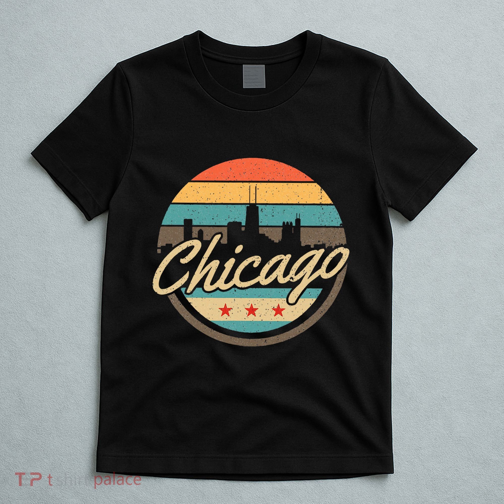 Chicago Flag Skyline Vintage Illinois Usa Souvenir T-Shirt