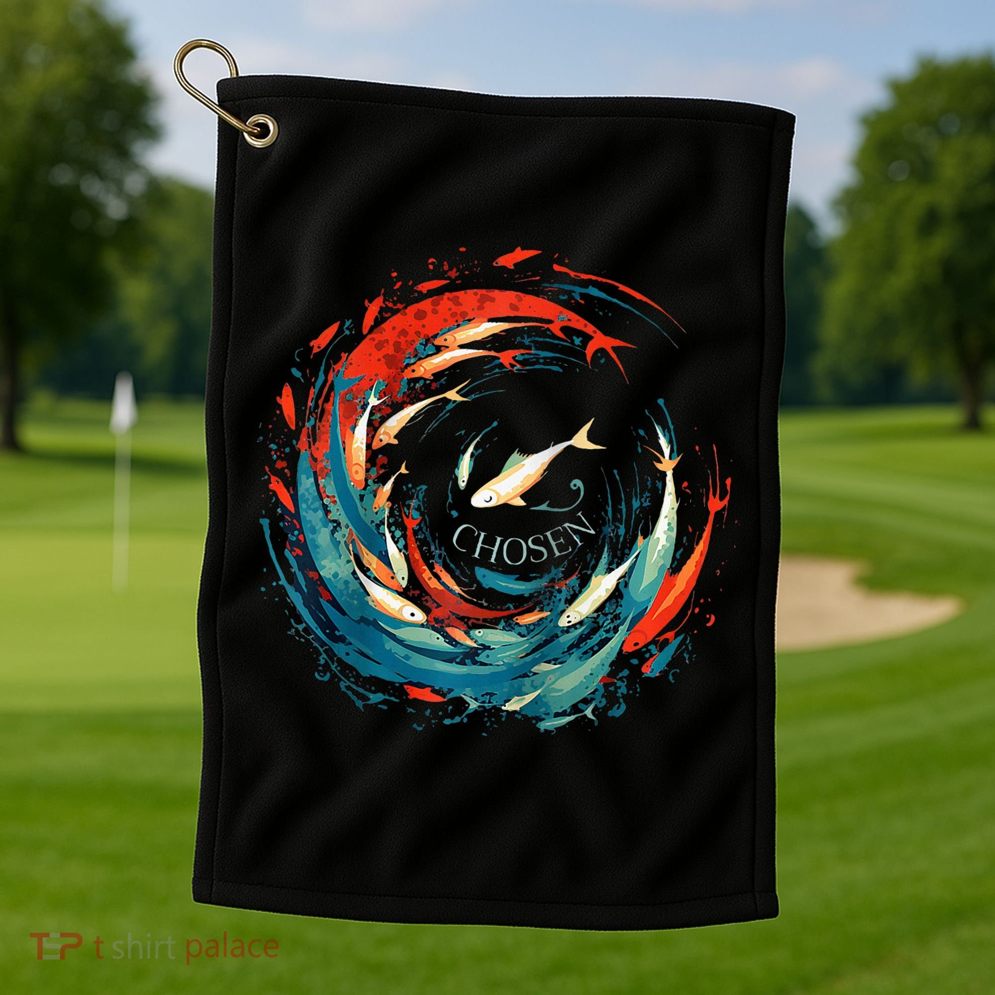 Chosen Fish Swim Against The Current Bible Verse Christian Golf Towel