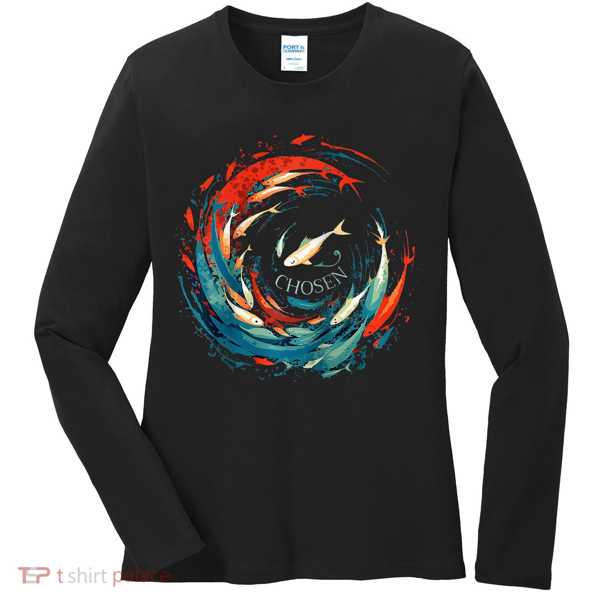 Chosen Fish Swim Against The Current Bible Verse Christian Women's Long Sleeve Shirt