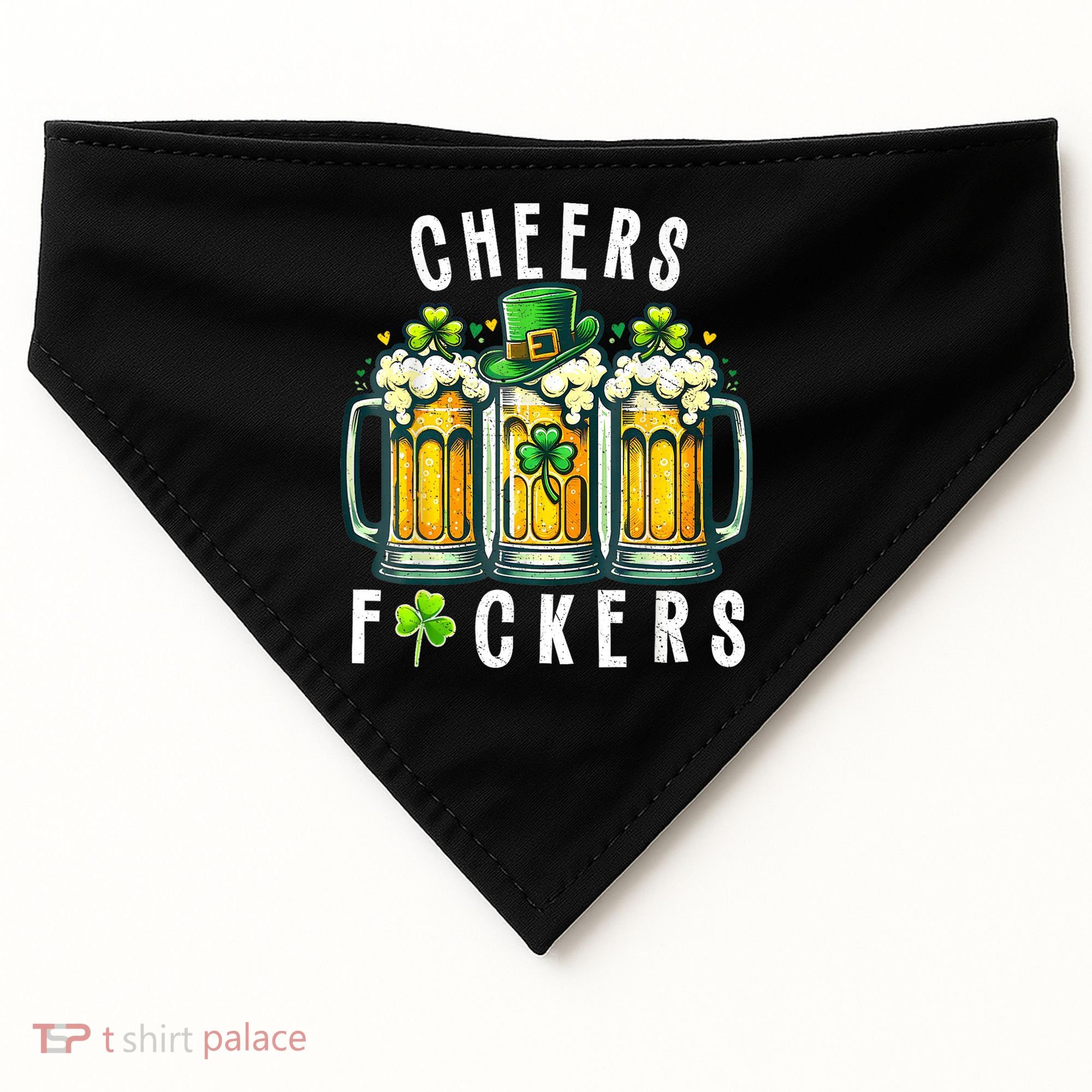 Cheers Fuckers St Patricks Day Funny Beer Drinking Mugs USA-Made Doggie Bandana
