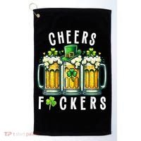 Cheers Fuckers St Patricks Day Funny Beer Drinking Mugs Golf Towel thumb 0