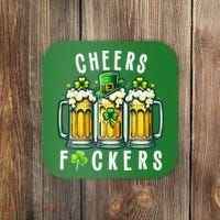 Cheers Fuckers St Patricks Day Funny Beer Drinking Mugs Coaster thumb 0