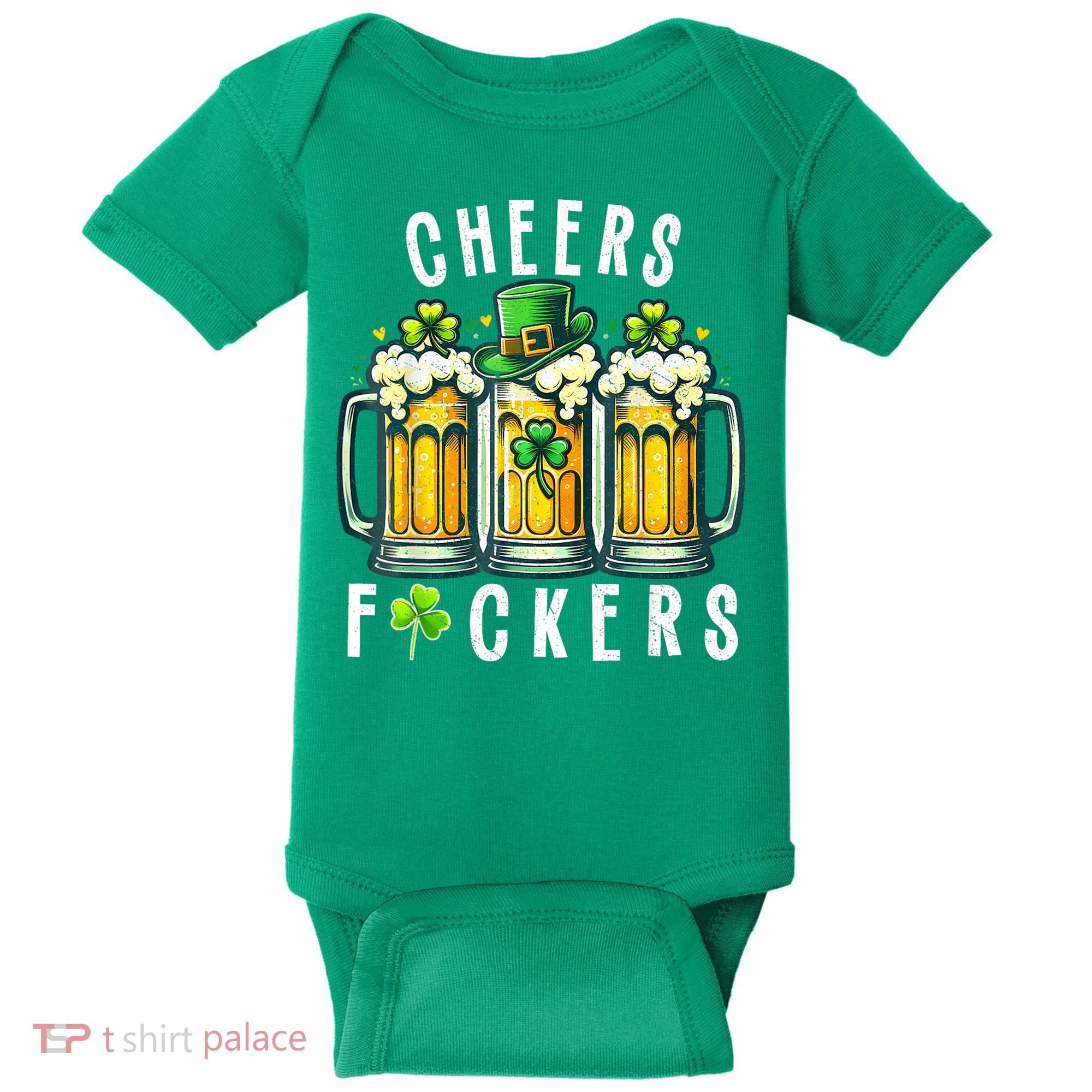 Cheers Fuckers St Patricks Day Funny Beer Drinking Mugs Baby Bodysuit
